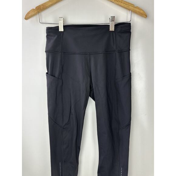 Lululemon Fast Free Crop II Nulux 19" Pants High Rise Run Wicking Black Size 6 - Picture 5 of 14